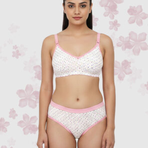 Cotton Bra Panty Printed Set