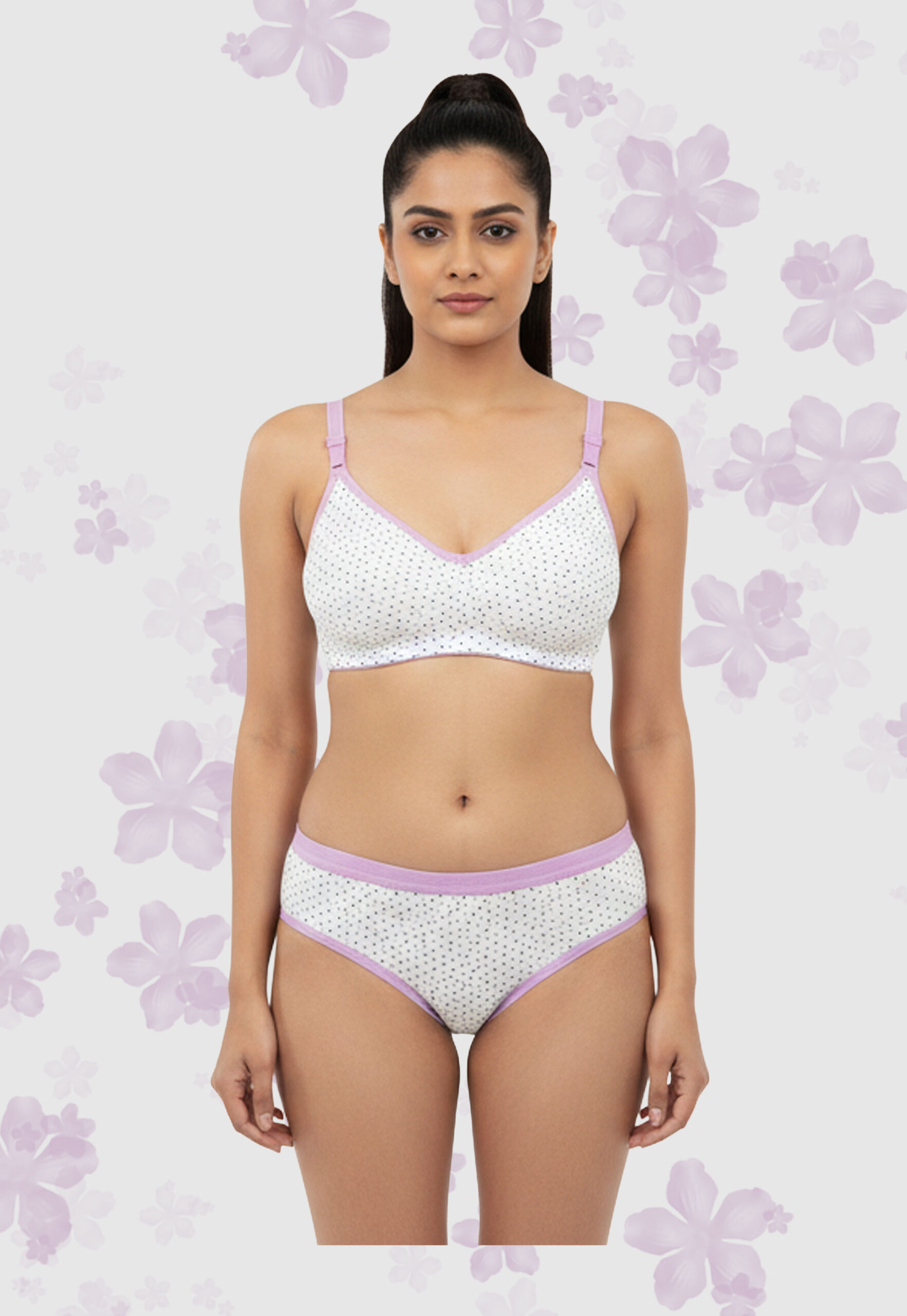 Cotton Bra Panty Printed Set - Image 2